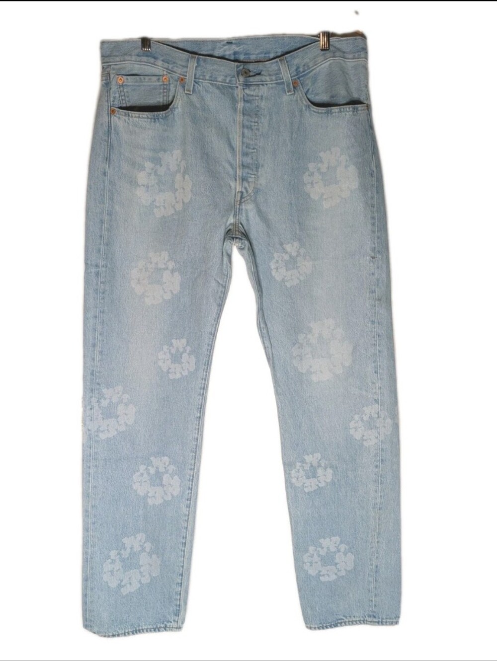 Levi's Denim Jeans Denim Tears Floral Embroidered Blue Straight Men Size 36